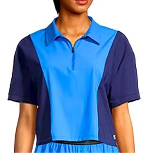 SPORT ILLUSTRATED POLO SHIRT WOMEN SHORT SLEEVES BLUE COLOR 1/4 ZIPPER SIZE 1X